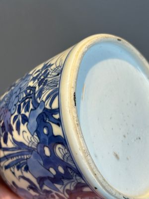 A Chinese blue and white bell-shaped water pot with birds among flowering branches, Kangxi — photo 13