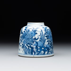 A Chinese blue and white bell-shaped water pot with birds among flowering branches, Kangxi — photo 2