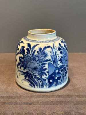 A Chinese blue and white bell-shaped water pot with birds among flowering branches, Kangxi — photo 3