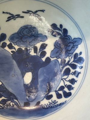 A Chinese blue and white 'birds among flowering branches' bowl, Shen De Tang Bo Gu Zhi 慎德堂博古製 mark, Kangxi — photo 6