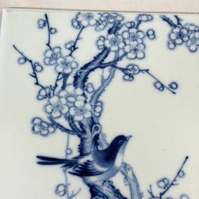 A Chinese blue and white 'Birds Among Flowering Branches' plaque after Wang Bu 王步 — photo 2