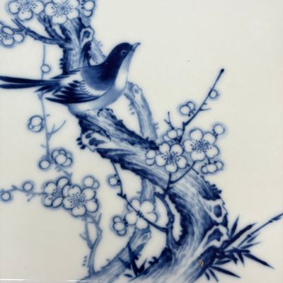 A Chinese blue and white 'Birds Among Flowering Branches' plaque after Wang Bu 王步 — photo 3