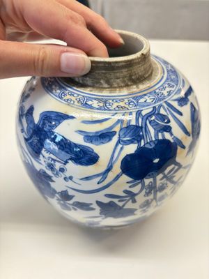 A Chinese blue and white 'birds among flowers' vase and cover, Kangxi — photo 13