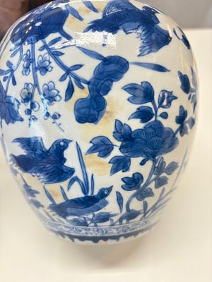 A Chinese blue and white 'birds among flowers' vase and cover, Kangxi — photo 15