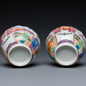 A Chinese blue and white bottle vase, a tazza and a pair of famille rose cups and saucers, Kangxi and later — photo 21