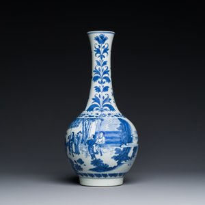 A Chinese blue and white bottle vase, Transitional period — 照片 3
