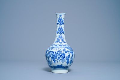 A Chinese blue and white bottle vase, Transitional period