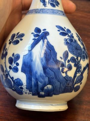 A Chinese blue and white bowl and a silver mounted vase, Shen De Tang Zhi 慎德堂製 mark, Kangxi — 照片 14