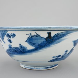 A Chinese blue and white bowl with a continuous landscape design, Ming Dynasty — 照片 4