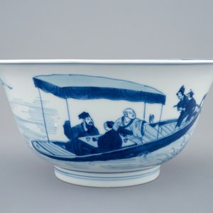 A Chinese blue and white bowl with a river scene, Kangxi — photo 2