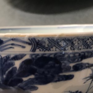 A Chinese blue and white bowl with figurative design all around, Kangxi/Yongzheng — photo 16