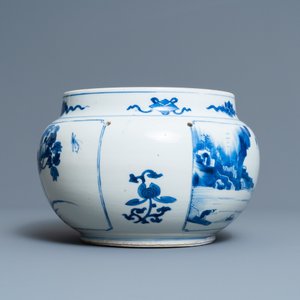 A Chinese blue and white bowl with figures in a landscape, Kangxi — photo 3
