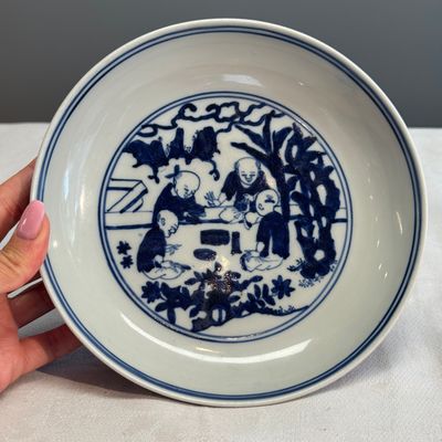 A Chinese blue and white 'Boys at Play 嬰戲圖' plate — photo 1