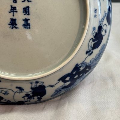 A Chinese blue and white 'Boys at Play 嬰戲圖' plate — photo 14