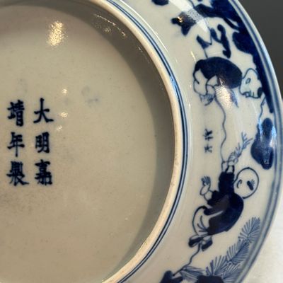 A Chinese blue and white 'Boys at Play 嬰戲圖' plate — photo 19