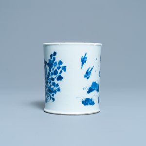 A Chinese blue and white brush pot, Chenghua mark, Kangxi — 照片 3