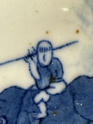 A Chinese blue and white brush washer and two seal paste boxes and covers, Qianlong mark, 19th C. — 照片 18