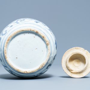 A Chinese blue and white 'Buddhist lions' vase and cover, Ming — 照片 6