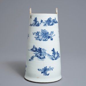 A Chinese blue and white butter churn with landscape design, Qianlong — photo 3