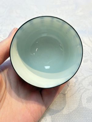 A Chinese blue and white 'Calligraphic' plate, a saucer, a box and a cup for the Thai market, Bao Zhu Li Ji 寶珠利記 and Man Tang Fu Ji 滿堂福記 mark, 19th C. — photo 18