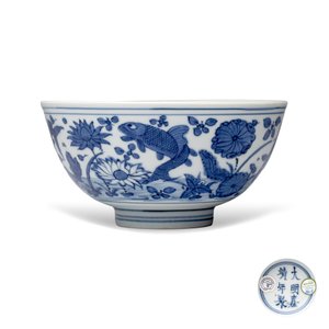 A Chinese blue and white 'Carp' bowl — foto 1