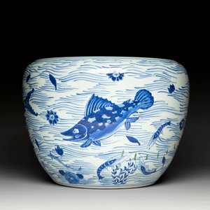 A Chinese blue and white 'carp' fishbowl, Kangxi — photo 4