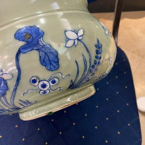 A Chinese blue and white celadon-ground censer, Kangxi — photo 16
