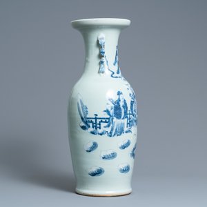 A Chinese blue and white celadon-ground vase, 19th C. — photo 2