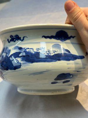 A Chinese blue and white censer depicting two sages in a mountainous landscape, Kangxi — foto 11