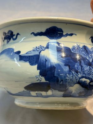 A Chinese blue and white censer depicting two sages in a mountainous landscape, Kangxi — foto 12