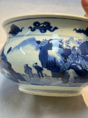 A Chinese blue and white censer depicting two sages in a mountainous landscape, Kangxi — foto 9