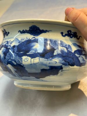 A Chinese blue and white censer depicting two sages in a mountainous landscape, Kangxi — foto 10