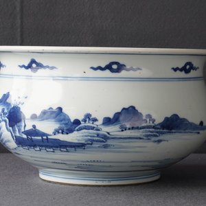 A Chinese blue and white censer with figures in a landscape, Kangxi — photo 11
