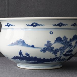 A Chinese blue and white censer with figures in a landscape, Kangxi — photo 9