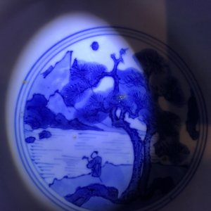 A Chinese blue and white conical "Seven Sages of the Bamboo Grove" bowl, Kangxi mark and of the period — 照片 11