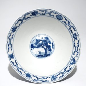 A Chinese blue and white conical "Seven Sages of the Bamboo Grove" bowl, Kangxi mark and of the period — 照片 5