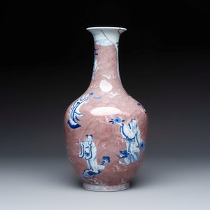 A Chinese blue and white copper-red-ground 'Eight Immortals and Shoulao' vase, Jiaqing mark and of the period — foto 3