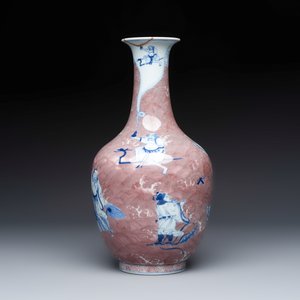 A Chinese blue and white copper-red-ground 'Eight Immortals and Shoulao' vase, Jiaqing mark and of the period — foto 4