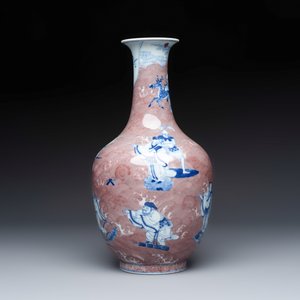 A Chinese blue and white copper-red-ground 'Eight Immortals and Shoulao' vase, Jiaqing mark and of the period — foto 5