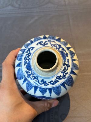 A Chinese blue and white covered jar with floral design, Kangxi — photo 7