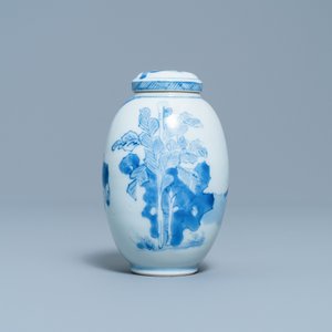A Chinese blue and white covered tea caddy, Kangxi — 照片 3