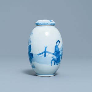 A Chinese blue and white covered tea caddy, Kangxi — 照片 4
