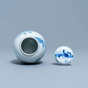 A Chinese blue and white covered tea caddy, Kangxi — 照片 5