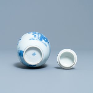 A Chinese blue and white covered tea caddy, Kangxi — 照片 6