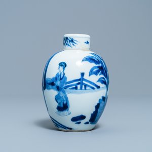 A Chinese blue and white covered tea caddy, Kangxi — 照片 2