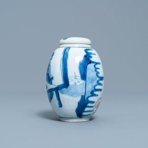 A Chinese blue and white covered tea caddy, Kangxi — 照片 2
