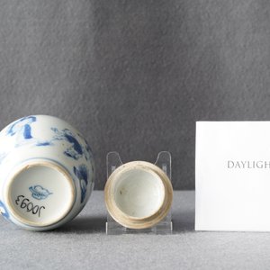A Chinese blue and white covered tea caddy with playing boys, Kangxi — 照片 10