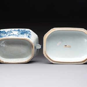 A Chinese blue and white covered tureen and a serving dish, Qianlong — photo 10