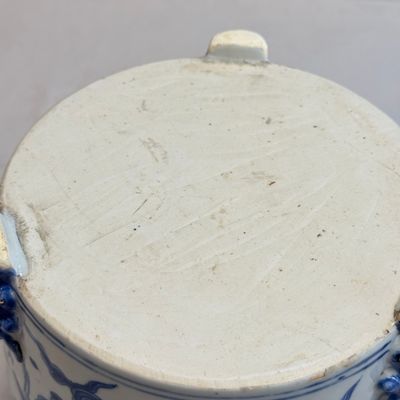 A Chinese blue and white 'Cranes' cylindrical tripod censer — 照片 16