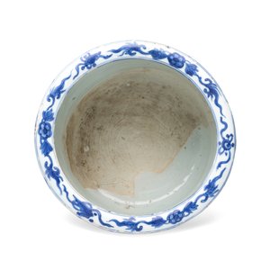 A Chinese blue and white 'Cranes' cylindrical tripod censer — 照片 6